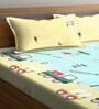 Multicolor Cartoon 300 TC Cotton Blend Double Bedsheet With 2 Pillow Covers