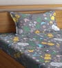 Multicolor Cartoon Characters 300 TC Cotton Single Bedsheet with 1 Pillow Cover