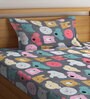 Multicolor Cartoon Characters 300 TC Cotton Single Bedsheet with 1 Pillow Cover