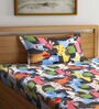 Multicolor Cartoon Characters 300 TC Cotton Single Bedsheet with 1 Pillow Cover