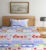 Multicolor Cartoon Characters 300 TC Cotton Single Bedsheet with 1 Pillow Cover