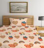 Multicolor Cartoon Characters 300 TC Cotton Single Bedsheet with 1 Pillow Cover