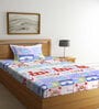 Multicolor Cartoon Characters 300 TC Cotton Single Bedsheet with 1 Pillow Cover