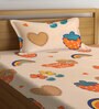 Multicolor Cartoon Characters 300 TC Cotton Single Bedsheet with 1 Pillow Cover
