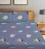 Grey Fish Print 210 TC Poly Cotton Double Size Bedsheet With 2 Pillow Covers