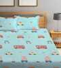 Sea Green Characters 210 TC Poly Cotton Double Size Bedsheet With 2 Pillow Covers