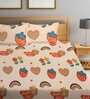 Multicolor Abstract 210 TC Poly Cotton Double Size Bedsheet With 2 Pillow Covers