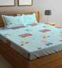 Sea Green Characters 210 TC Poly Cotton Double Size Bedsheet With 2 Pillow Covers