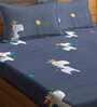 Dark Grey Characters 210 TC Poly Cotton Double Size Bedsheet With 2 Pillow Covers