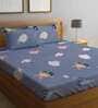Grey Fish Print 210 TC Poly Cotton Double Size Bedsheet With 2 Pillow Covers