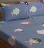 Grey Fish Print 210 TC Poly Cotton Double Size Bedsheet With 2 Pillow Covers