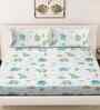 Blue Cartoon Print 300 TC Cotton Blend King Size Double Bedsheet with 2 Pillow Covers