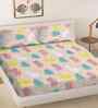 Blue Cartoon Print 300 TC Cotton Blend King Size Double Bedsheet with 2 Pillow Covers