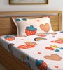 Multicolor Cartoon Printed 300 TC Cotton Blend Single Bedsheet with 1 Pillow Cover