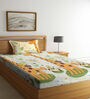 Multicolor Cartoon Printed 300 TC Cotton Blend Single Bedsheet with 1 Pillow Cover