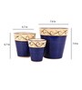 Multicolor Ceramic Balti Shape Flower Pot with with Hook Lines Print, Set of 3