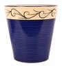 Multicolor Ceramic Balti Shape Flower Pot with with Hook Lines Print, Set of 3