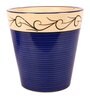 Multicolor Ceramic Balti Shape Flower Pot with with Hook Lines Print, Set of 3