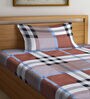 Multicolor Checkered 300 TC Cotton Blend Single Bedsheet with 1 Pillow Cover
