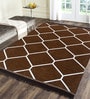 Camel Brown Chenille Abstract 5 x 7 Feet Machine Made Carpet