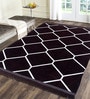 Dark Brown Chenille Abstract 5 x 7 Feet Machine Made Carpet