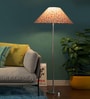 Multicolor Coolie Cotton Shade Floor Lamp Steel Base