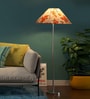 Multicolor Coolie Cotton Shade Floor Lamp Steel Base