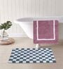 Blue And Purple Cotton 16X24 Inches Anti-Skid Bath Mat Set Of 2