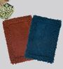 Red And Blue Cotton 16X24 Inches Anti-Skid Bath Mat Set Of 2