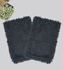 Grey Cotton 16X24 Inches Anti-Skid Bath Mat Set Of 2
