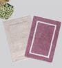 Cream And Purple Cotton 16X24 Inches Anti-Skid Bath Mat Set Of 2