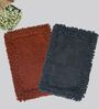 Red And Grey Cotton 16X24 Inches Anti-Skid Bath Mat Set Of 2