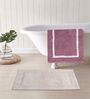 Cream And Purple Cotton 16X24 Inches Anti-Skid Bath Mat Set Of 2