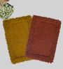 Yellow And Red Cotton 16X24 Inches Anti-Skid Bath Mat Set Of 2