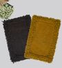 Grey And Yellow Cotton 16X24 Inches Anti-Skid Bath Mat Set Of 2