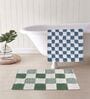 Green And Blue Cotton 16X24 Inches Anti-Skid Bath Mat Set Of 2