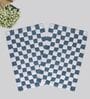 Blue And White Cotton 16X24 Inches Anti-Skid Bath Mat Set Of 2