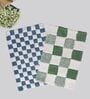Green And Blue Cotton 16X24 Inches Anti-Skid Bath Mat Set Of 2