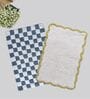 Blue And Cream Cotton 16X24 Inches Anti-Skid Bath Mat Set Of 2