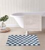 Blue And White Cotton 16X24 Inches Anti-Skid Bath Mat Set Of 2