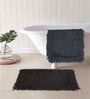 Grey And Brown Cotton 16X24 Inches Anti-Skid Bath Mat Set Of 2