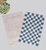 Cream Cotton 16X24 Inches Anti-Skid Bath Mat Set Of 2