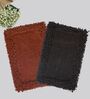 Red And Black Cotton 16X24 Inches Anti-Skid Bath Mat Set Of 2