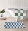 Green And Blue Cotton 16X24 Inches Anti-Skid Bath Mat Set Of 2
