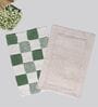 Green Cotton 16X24 Inches Anti-Skid Bath Mat Set Of 2