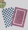 Blue And Purple Cotton 16X24 Inches Anti-Skid Bath Mat Set Of 2