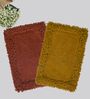 Red And Yellow Cotton 16X24 Inches Anti-Skid Bath Mat Set Of 2