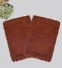 Red Cotton 16X24 Inches Anti-Skid Bath Mat Set Of 2