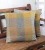 Yellow Checkered Wool 16 x 16 Inches Cushion Cover