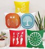 Multicolor Cotton Abstract 16x16 inches Cushion Covers (Pack of 5)